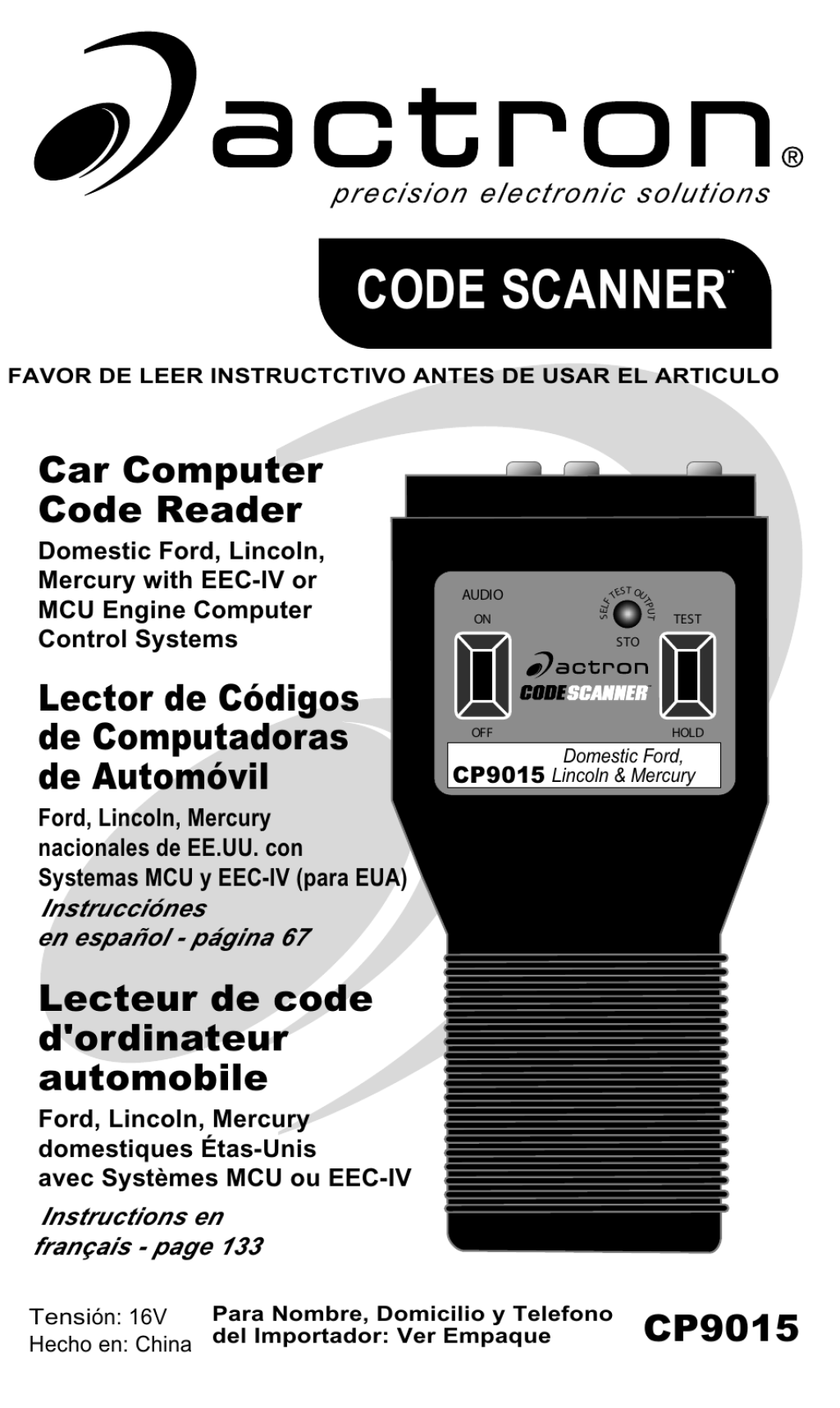 Picture of: Actron Ford Code Scanner CP User Manual   pages  Original mode