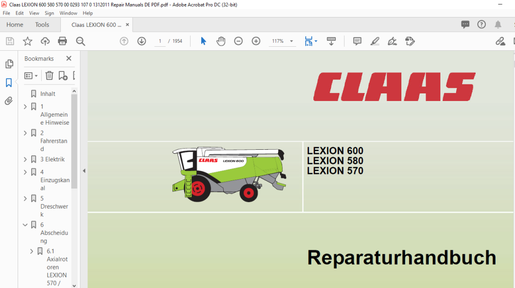 Picture of: CLAAS LEXION    Reparaturhandbuch – PDF DOWNLOAD (GERMAN
