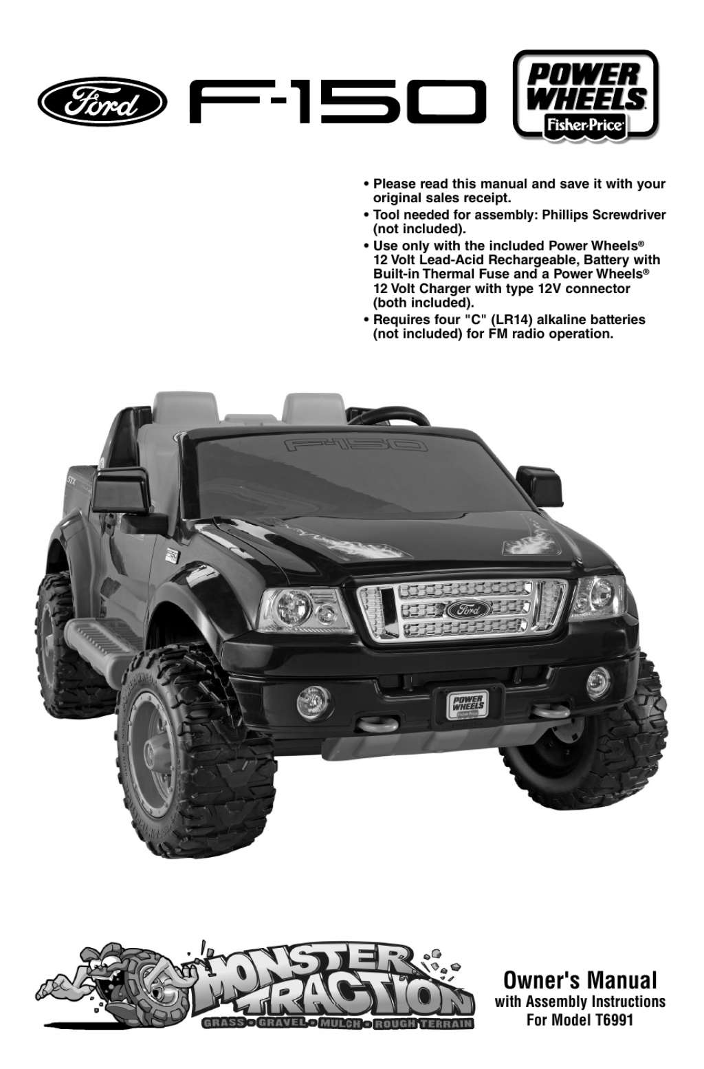 Picture of: Fisher-Price Power Wheels Ford F- T User Manual   pages