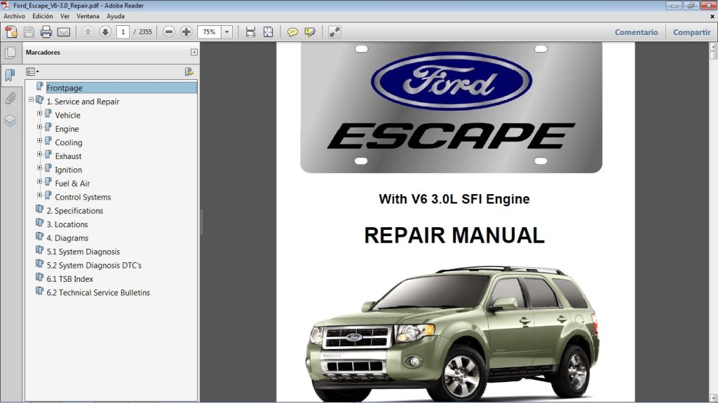 Picture of: FORD ESCAPE – V . Workshop Repair Manual – – Car