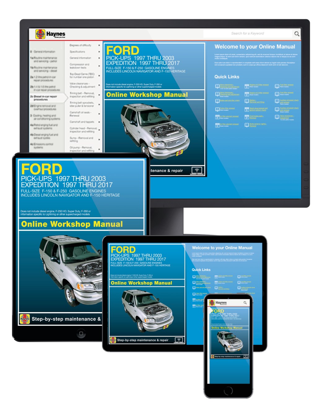 Picture of: Ford F- (-), F- Heritage (), F- (-), Expedition (-)  & Lincoln Navigator (-) WD & WD Haynes Online Manual