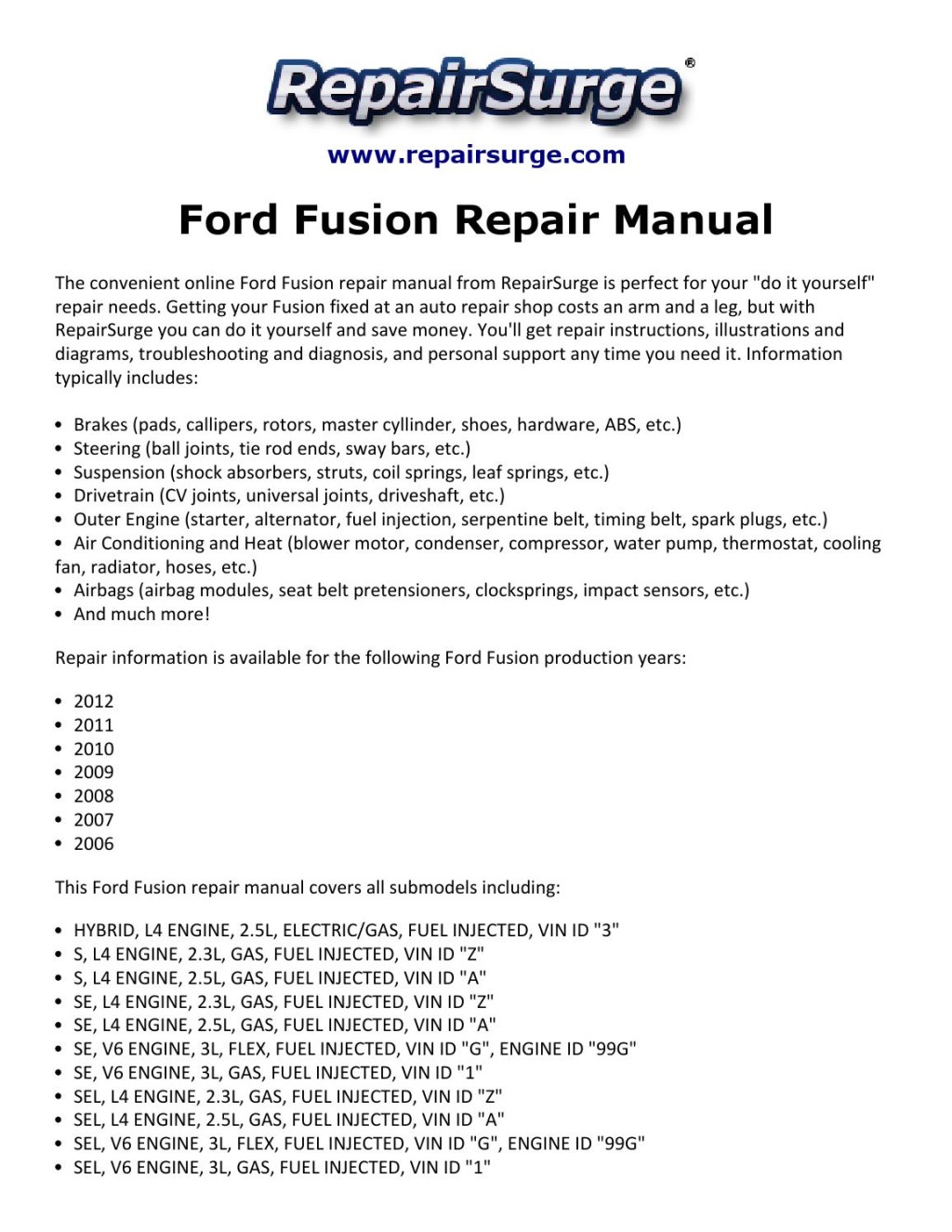 Picture of: Ford fusion repair manual   by macy thomas – Issuu