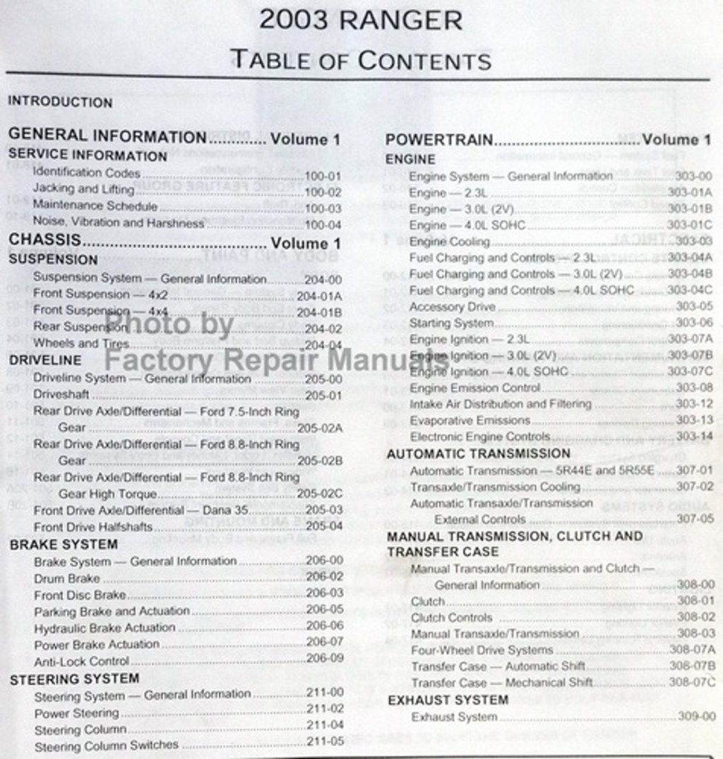 Picture of: Ford Ranger Pickup Truck Factory Service Manual Original Shop