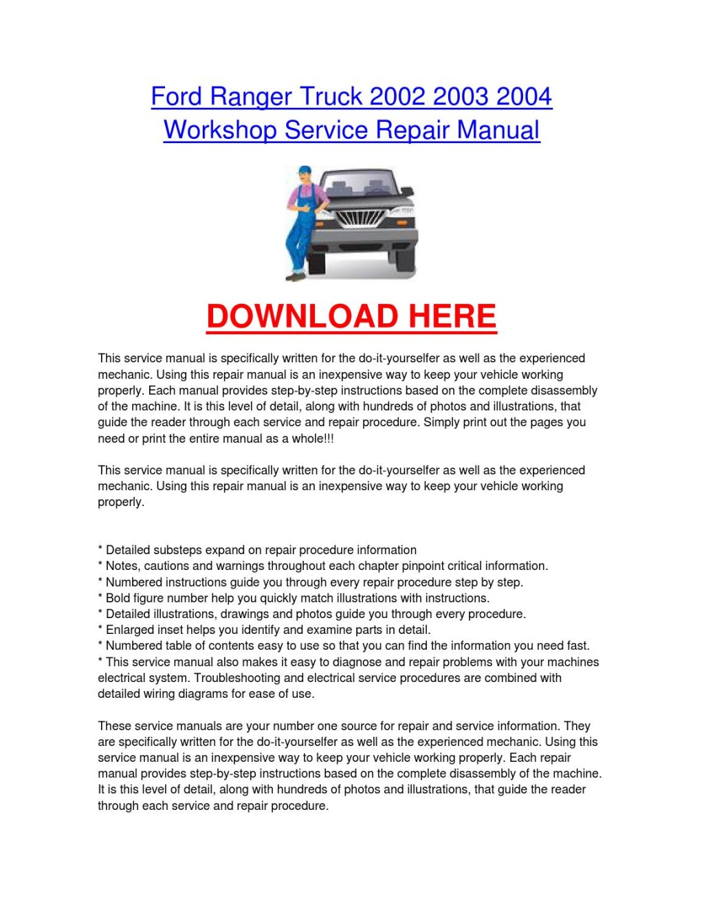 Picture of: Ford ranger truck    workshop car service repair