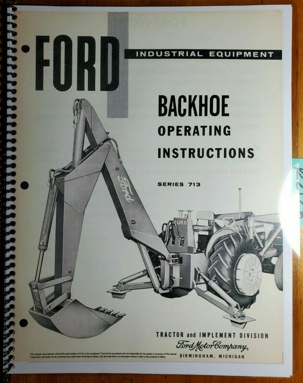 Picture of: Ford Series  Backhoe   ‘ – Owner Operator Manual SE O  /