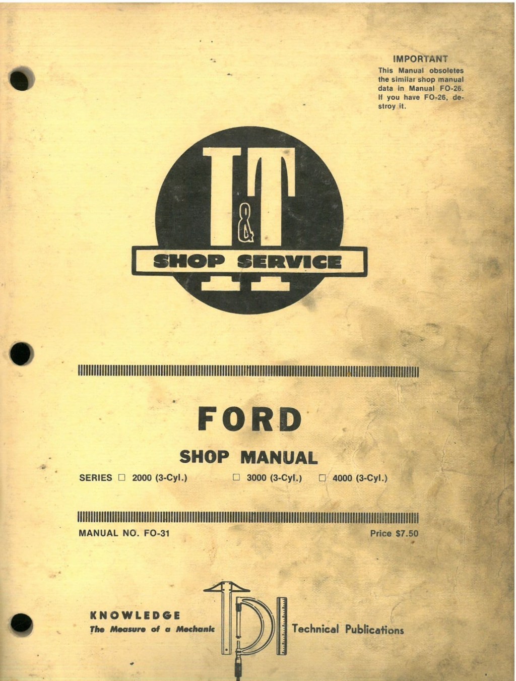 Picture of: Ford Tractor   &   Cylinder Service Workshop Manual