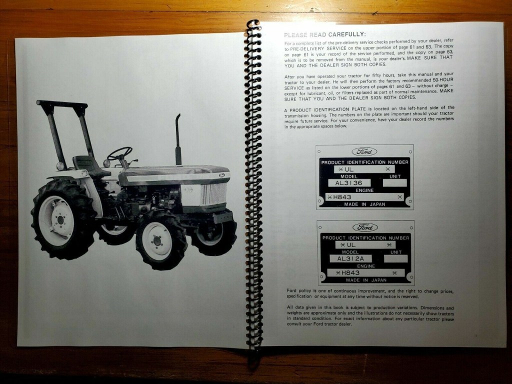 Picture of: Ford  Tractor – Owner’s Operator’s Manual SEB 210 /