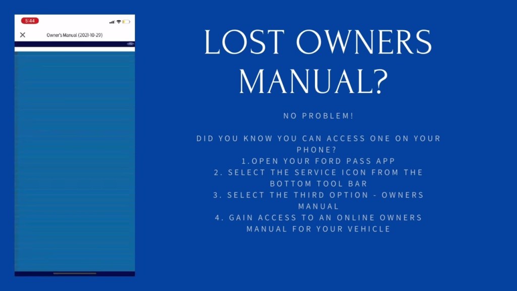 Picture of: How to access the owners manual on Ford Pass