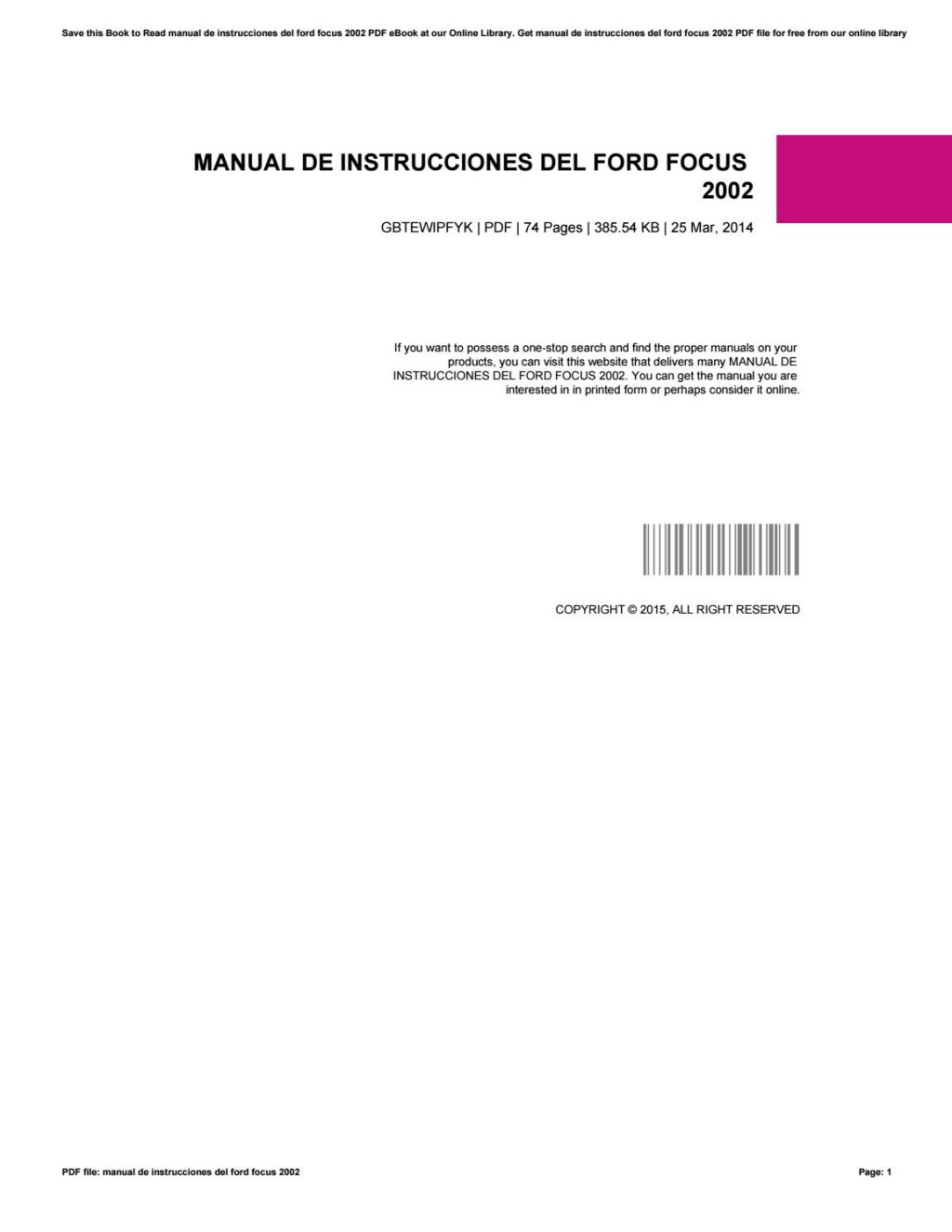 Picture of: Manual de instrucciones del ford focus  by