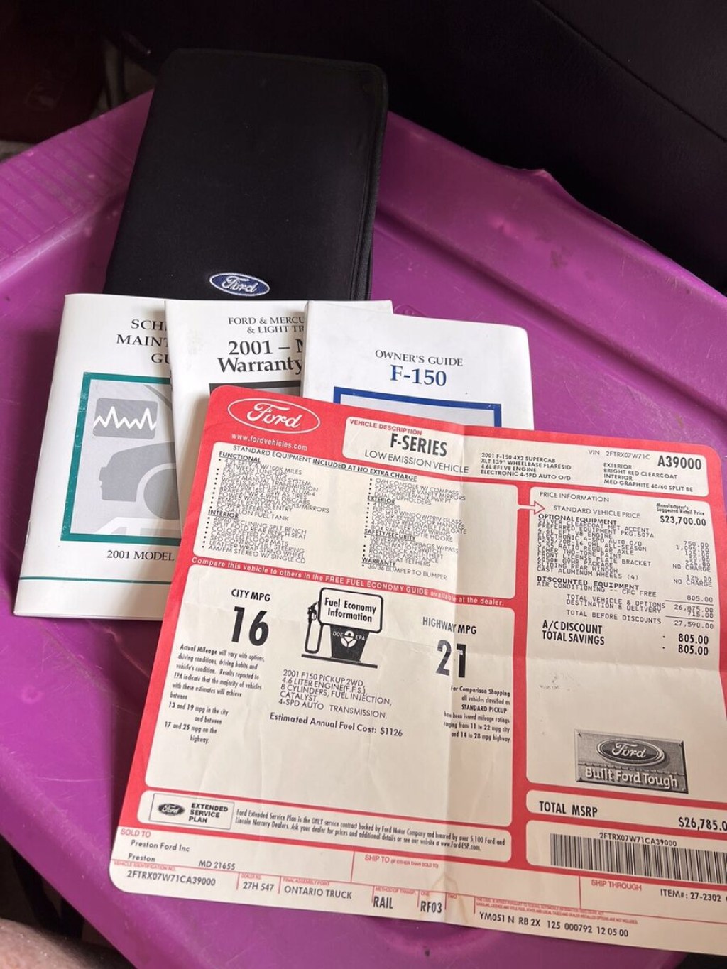 Picture of: OEM FORD F-  OWNERS Manual GUIDE KIT With Original Window Sticker  Free