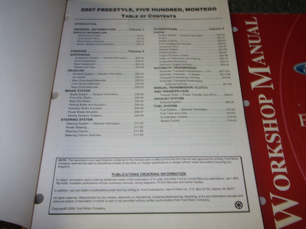 Picture of: OEM SET FORD FREESTYLE FIVE HUNDRED  MONTEGO Service Shop Repair  Manual  eBay