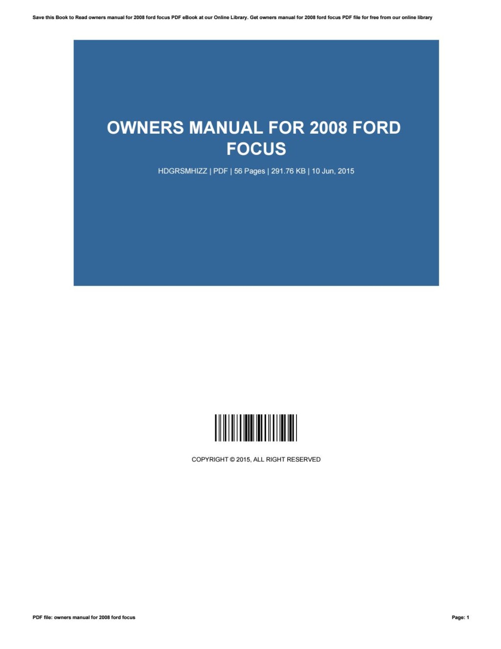 Picture of: Owners manual for  ford focus by RichardBernal – Issuu