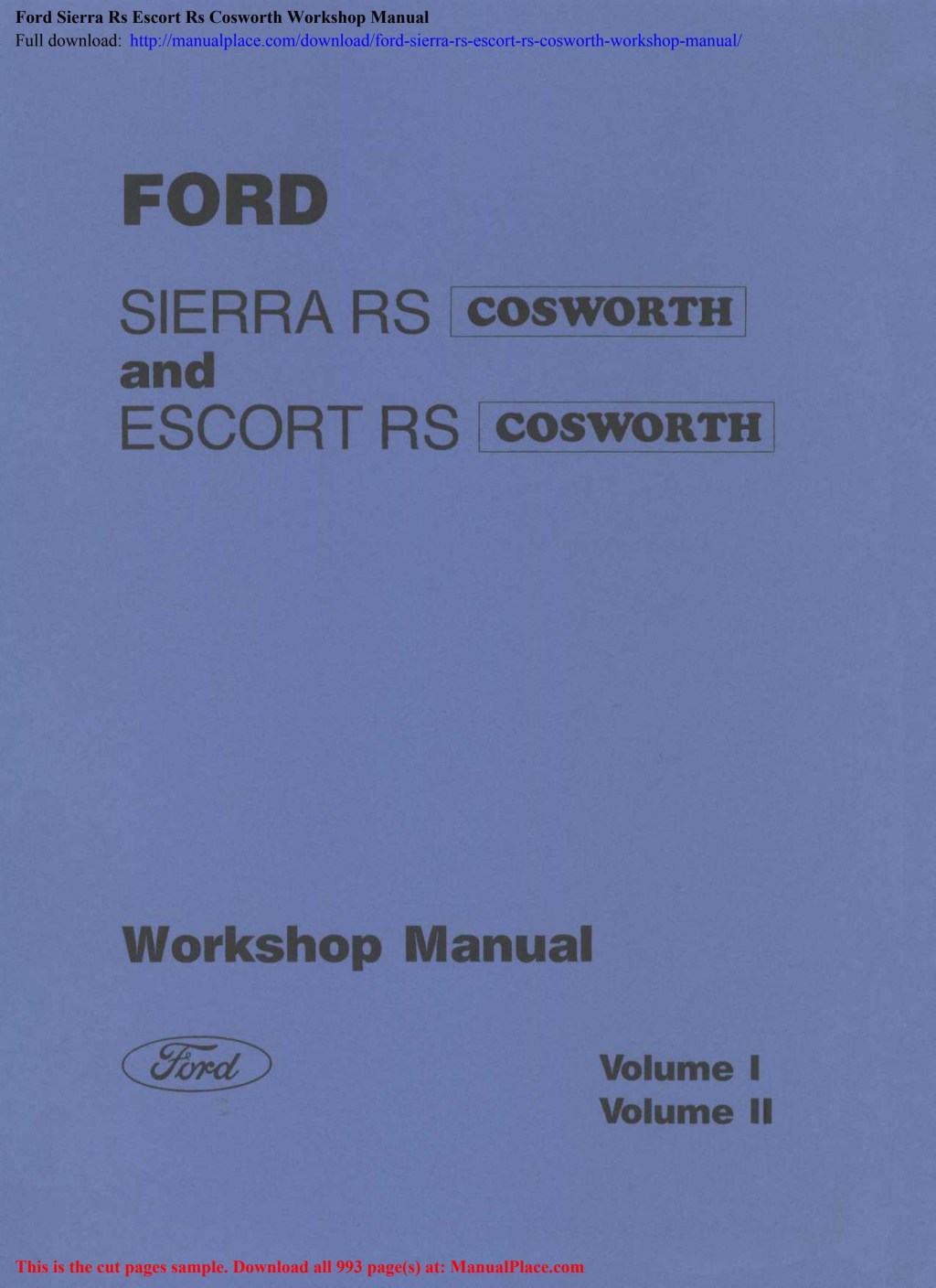 Picture of: Ford Sierra Rs Escort Rs Cosworth Workshop Manual by RobertCheryh
